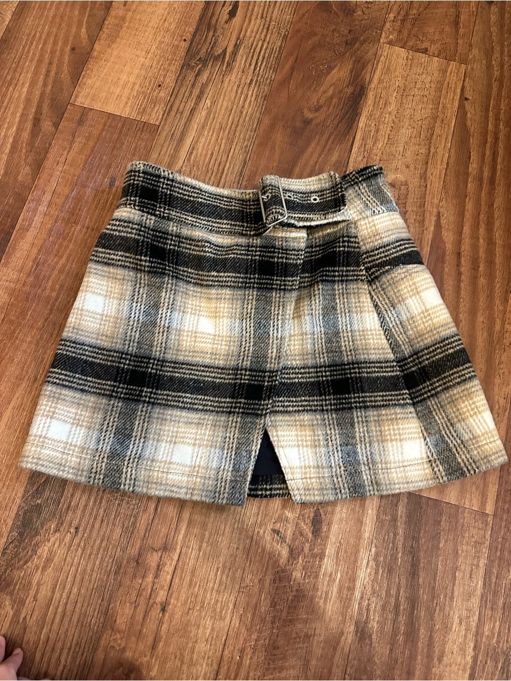 Free People Plaid Mini Skirt in Cream & Black